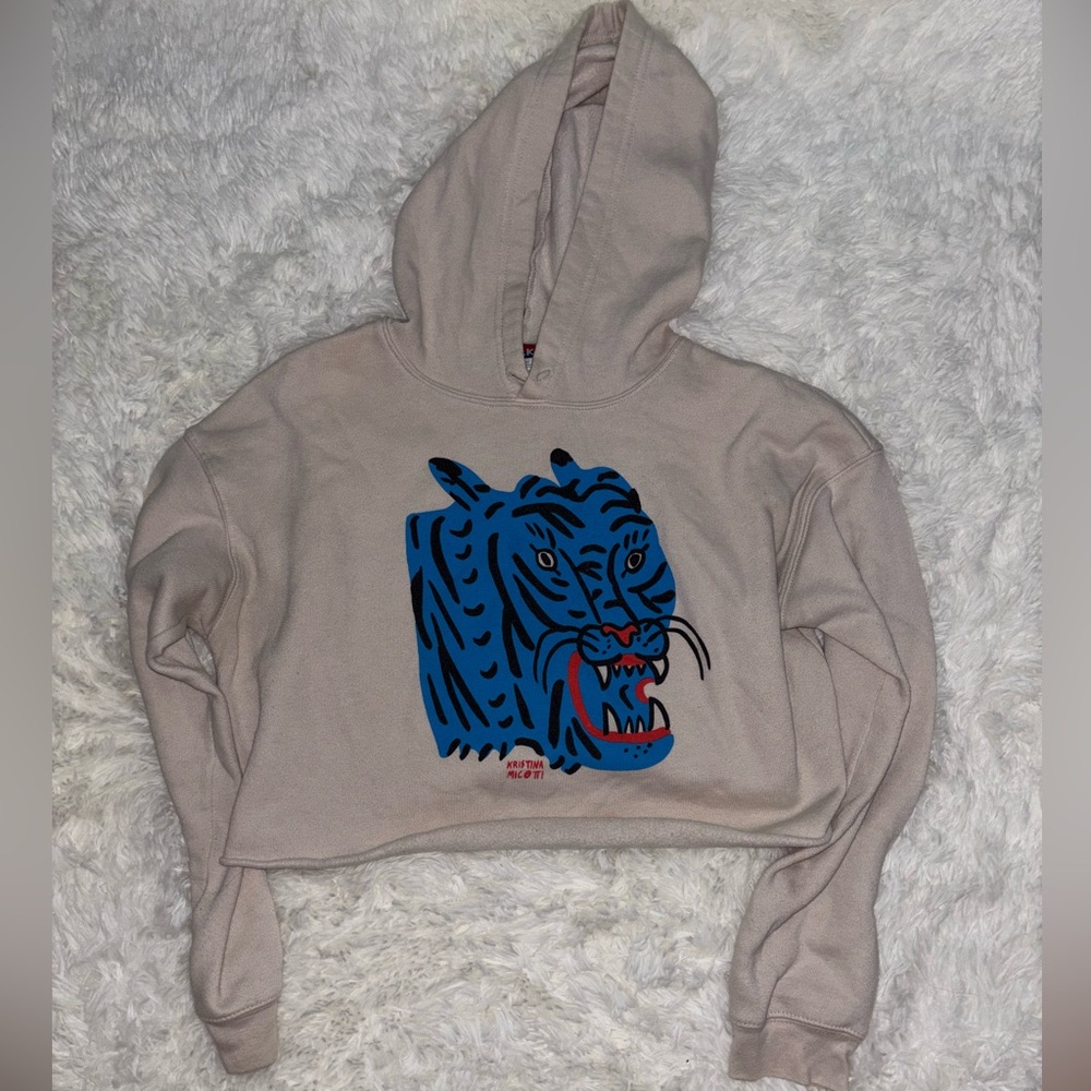 Culk x Kristina Micotti Blue Tiger Cropped Hoodie